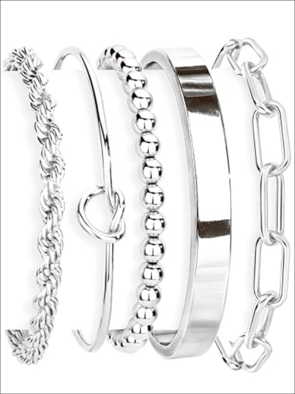 Womens Tarnish Free Gold Plated Cuff Bracelet Stack Cuban Rope Paperclip